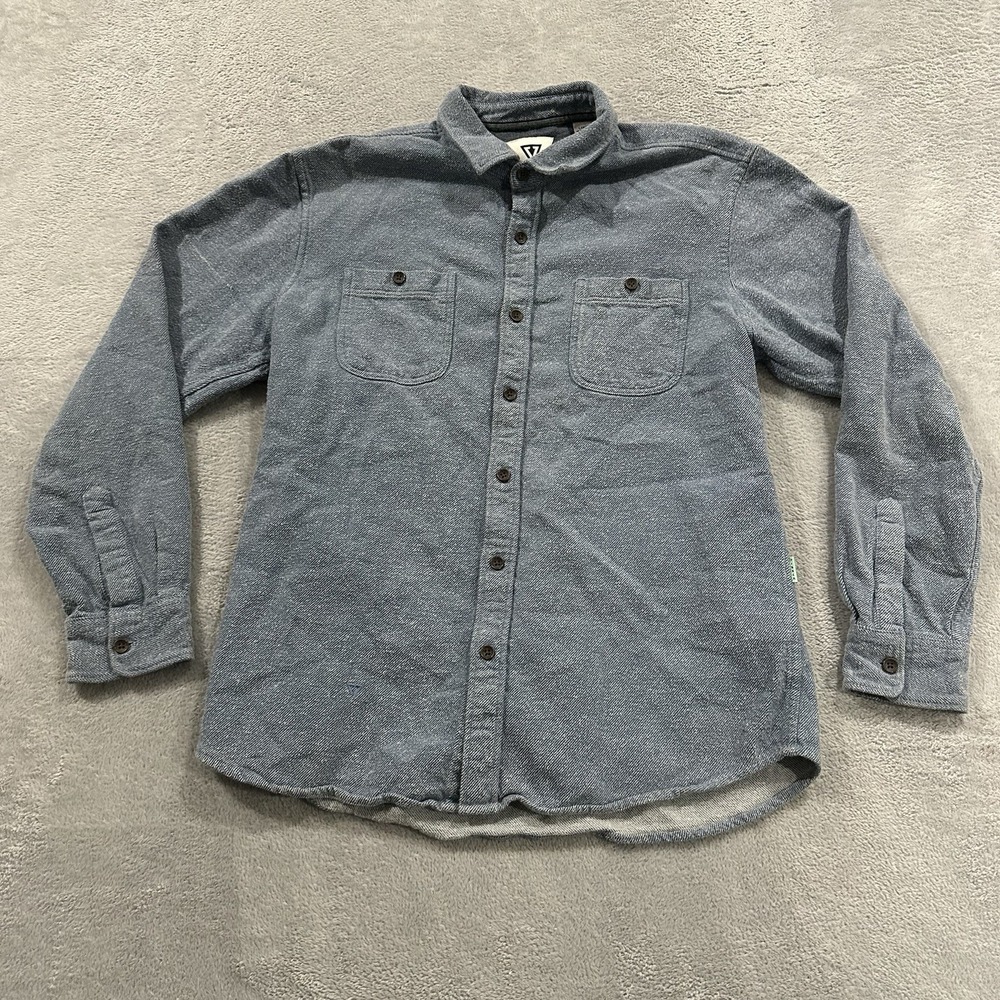 VISSLA Men's Casual Button-Down Shirt in Heathered Blue